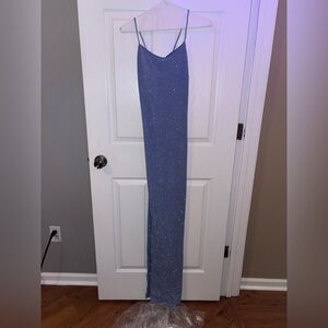 Elegant Blue Spaghetti Strap Prom Dress